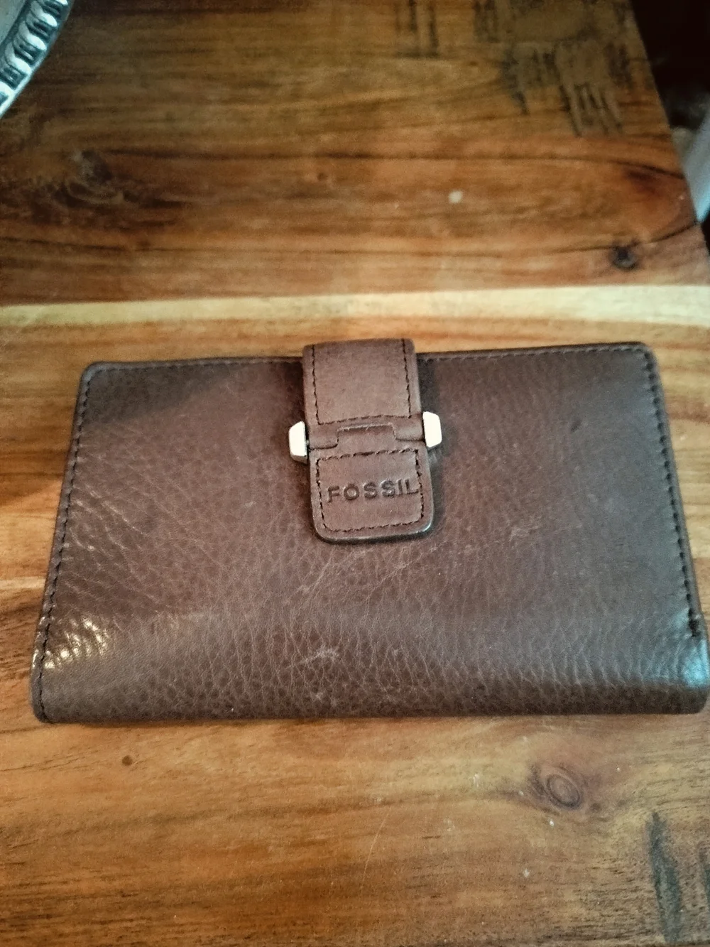 Fossil Brown Leather Women's Wallet - Snap Closure